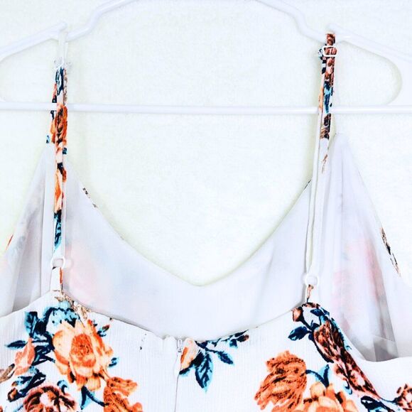 Women's Floral Spaghetti Strap White Mini Dress Size Large. - Picture 4 of 13